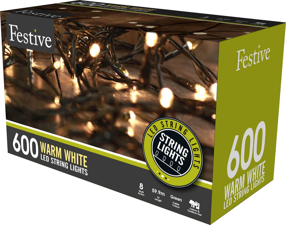 600 Warm White LED String Lights from The Christmas Forest
