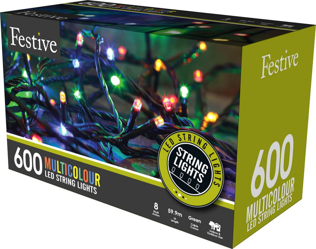 600 Multicolour LED String Lights from The Christmas Forest